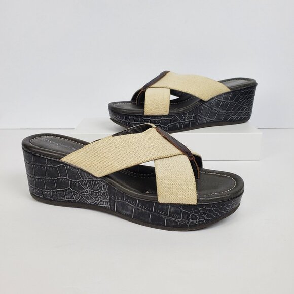 Donald J Pliner Shina Slip-On Slide-On Platform Wedge Sandals Size 8M - Picture 1 of 14